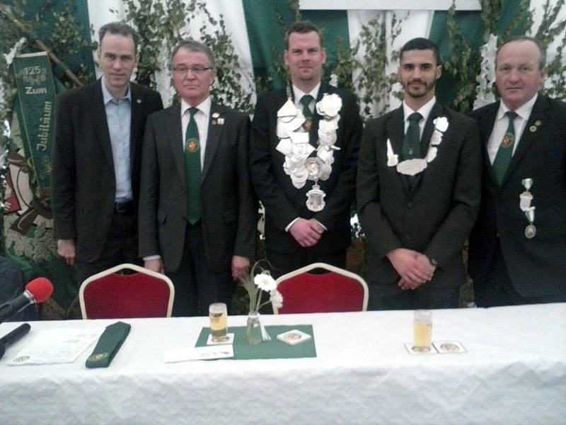 Stefan Leschniok, Reinhard Mangels (Vorsitzender der Brgerschtzen), Sebastian Sandfort, Daniel Edom (von links nach rechts)